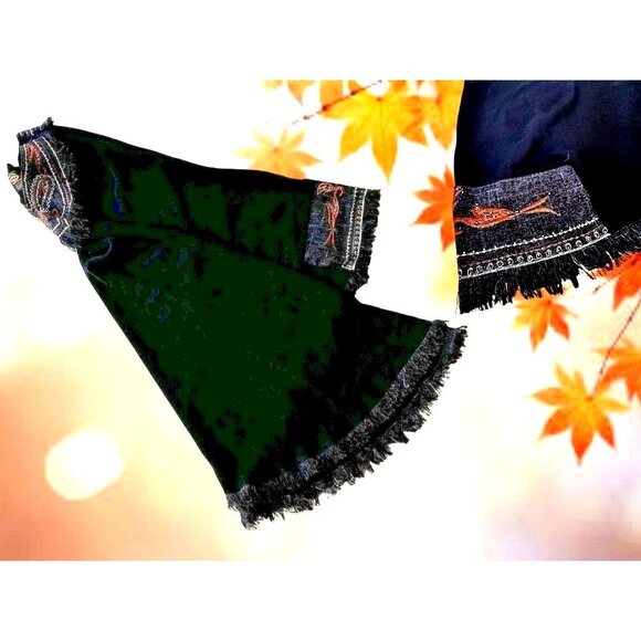 Royal Class Poncho Shawl Cape One Size Black Embellished Fringe Festive NWOT - Picture 11 of 12